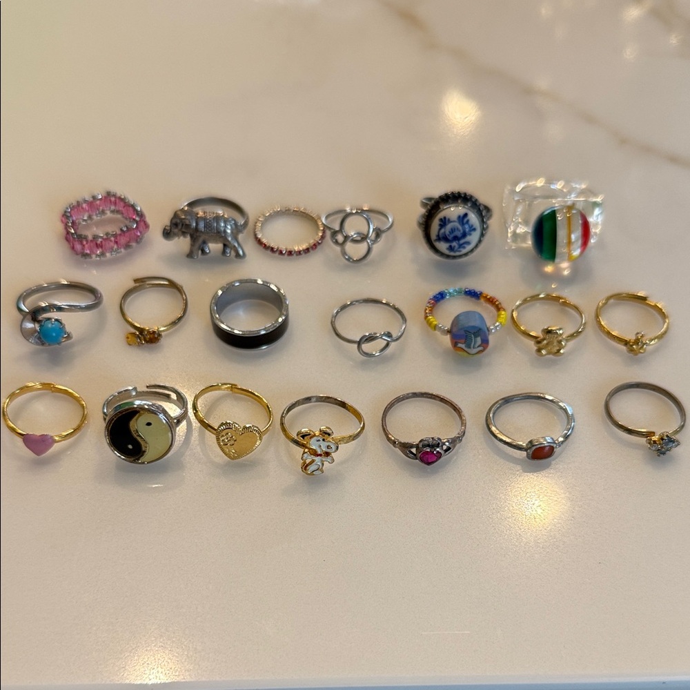Elegant Gold and Silver Ring Set